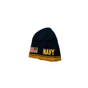 US Navy Blue Yellow Acrylic Beanie One Size Fits All